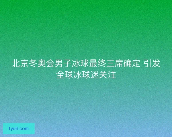 北京冬奥会男子冰球最终三席确定 引发全球冰球迷关注